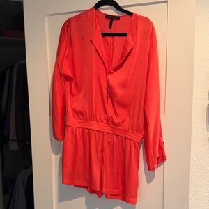 BCBGMaxAzria Vibrant Perfect True Orange Shorts Romper.
